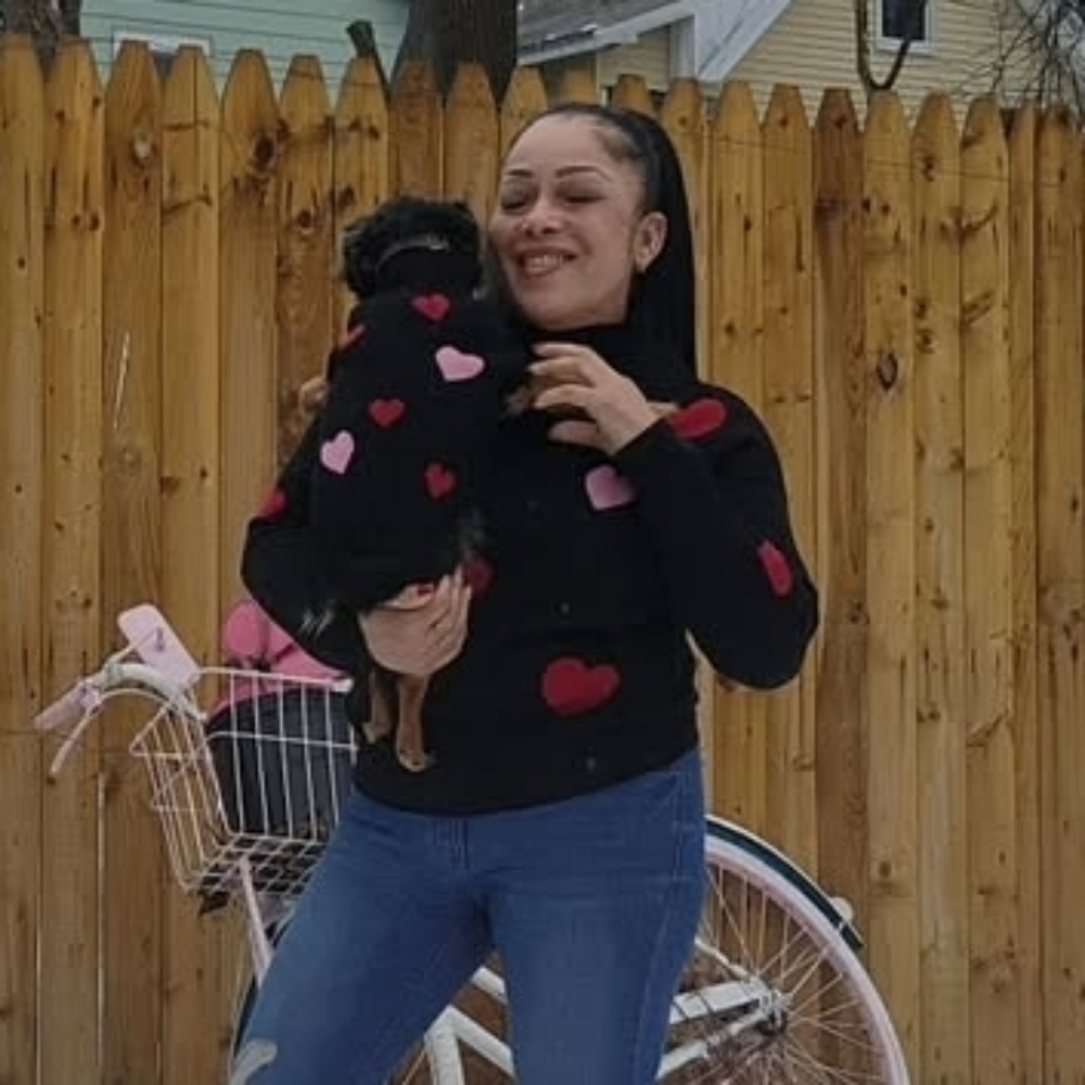 Dog And Mommy Matching Black Sweater with Red and Pink Hearts Size S